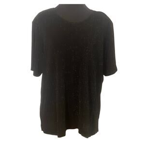 Alfred Dunner Black Sparkle Short Sleeve Pullover Blouse Sze Large Party Wedding